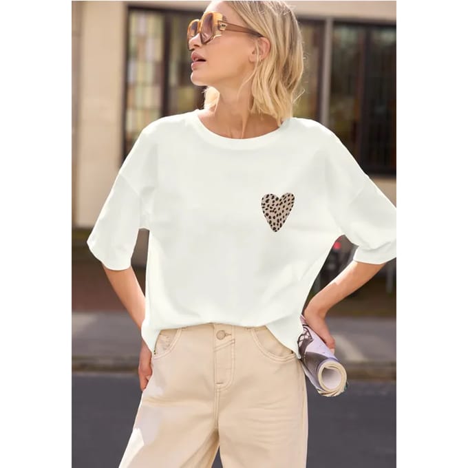 Shirt met hartjesprint in luipaardprint