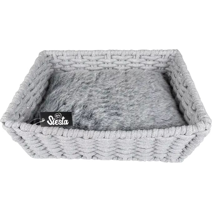 Duvo+ Kattenmand Oyster mand rond in katoentouw Grijs 45x45x23cm