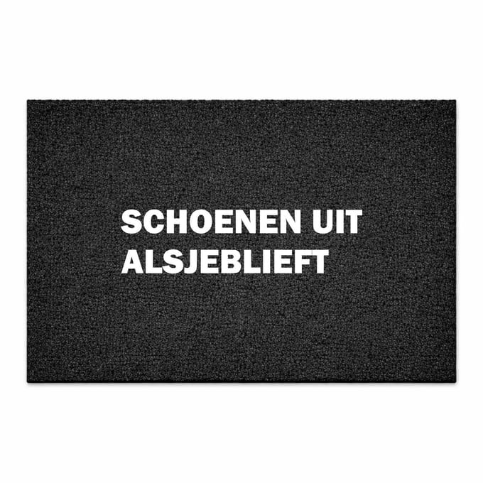 Deurmat Schoenen Uit Alsjeblieft - Zwart - 60 x 40 cm - Deurmat Binnen - Droogloopmat - Deurmat met Tekst - Schoonloopmat - Grappige Deurmat