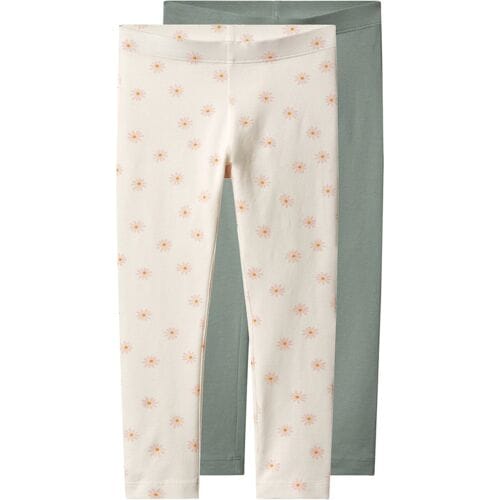 LUPILU Set van 2 kinder leggings (Wit/groen, 122/128)