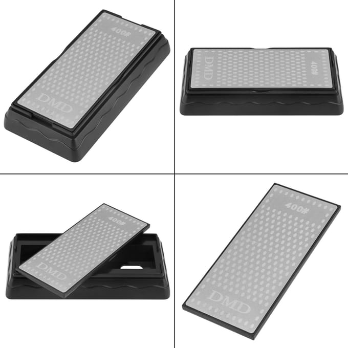 Pierre à aiguiser diamantée pour couteaux de cuisine, grain 400 et 1000 gray