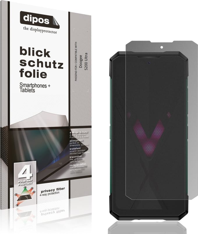 dipos – Matte Privacy Screenprotector geschikt voor Doogee S200 Ultra | Anti-Spy Beschermfolie