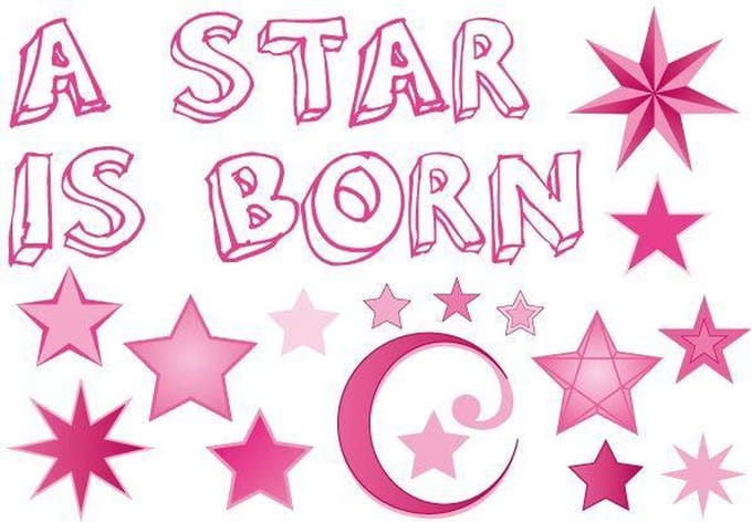 Raamsticker adhesive geboorte a star is born roze meisje.