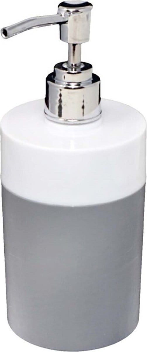 Concorde - Zeeppompje/zeepdispenser kunststof grijs/wit 8 x 17 cm