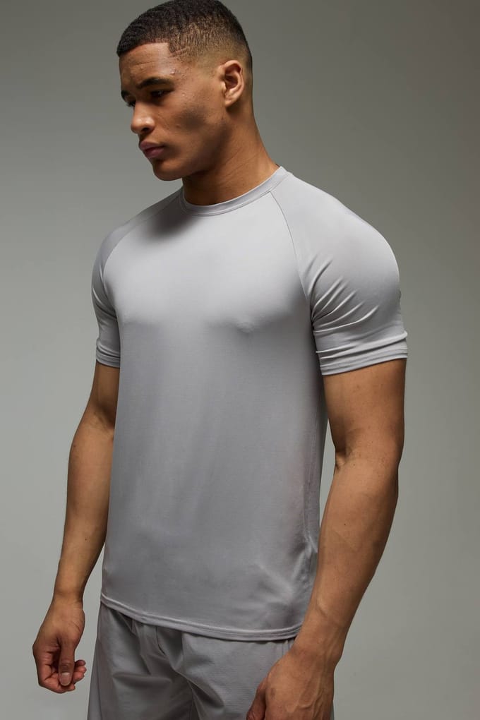 Heren Actieve Lichtgewicht Essentials Gym Regular Fit Raglan T-shirt | Grey | Size 2XL
