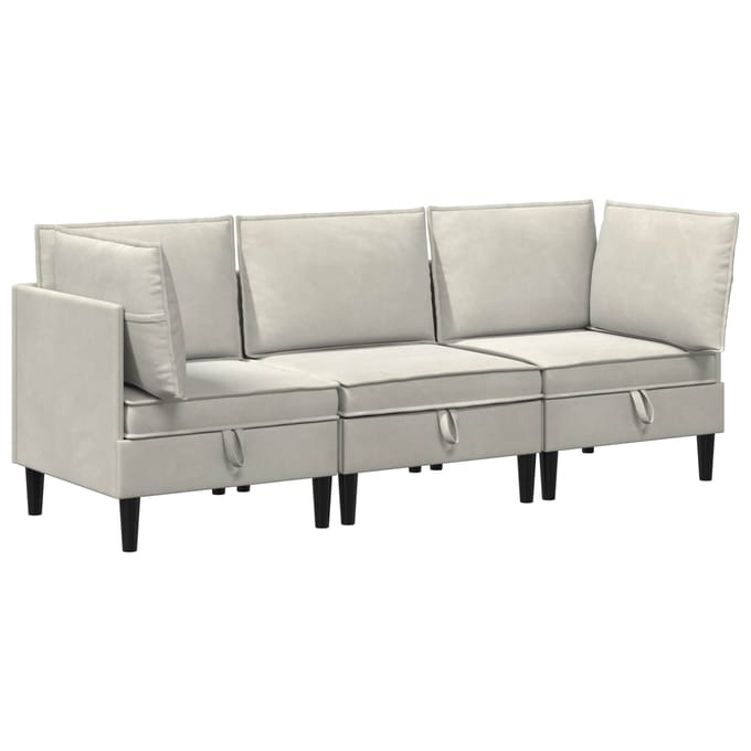 vidaXL - Woonkamer - Meubelset - 3 - st - Crèmekleurig - Fluweel
