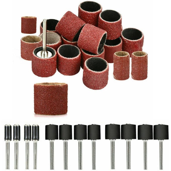 338 stuks schuurtrommelset, nagelboorbits, gepolijste Dremel-accessoires, roterend gereedschap 252pcs brown