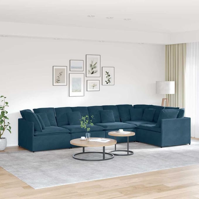 vidaXL - Modulaire - bank - met - kussens - fluweel - blauw