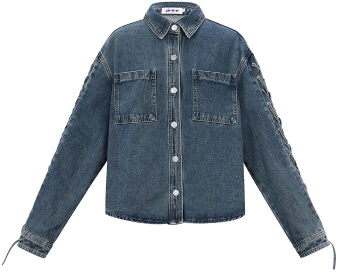 Dames jeansjack van geweven katoen - casual jack met sluiting en comfortabele pasvorm