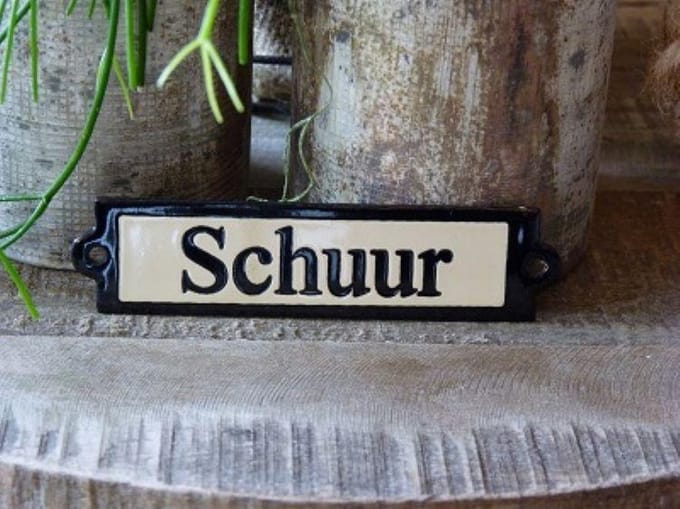Emaille deurbordje recht 'Schuur'
