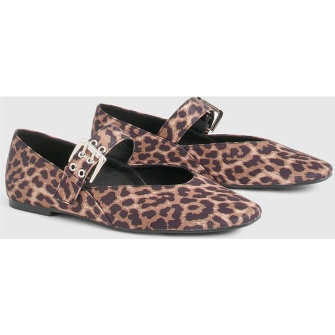 boohoo Dames Mary Jane riem ballerina's | Luipaardprint | Maat: 40