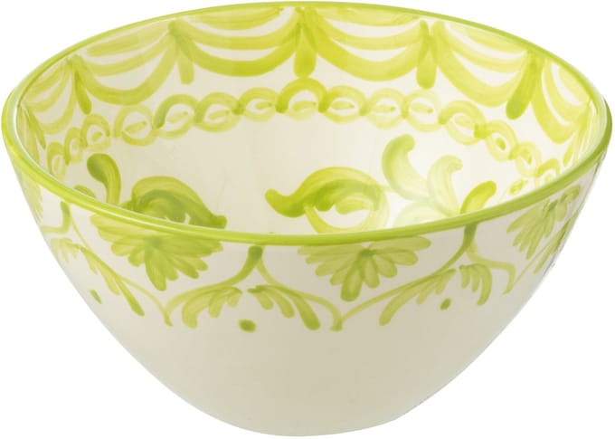 J-Line kom Granada High - keramiek - wit/groen - medium - Ø 22 cm
