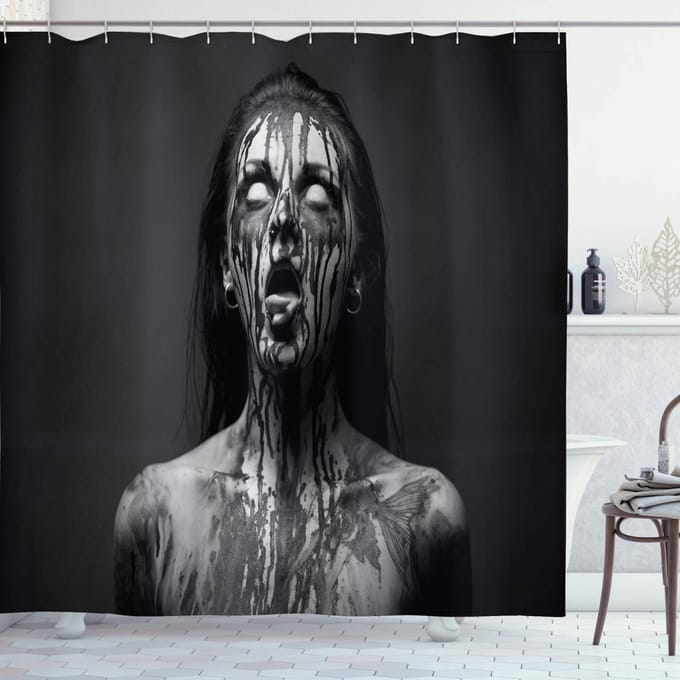 ABAKUHAUS Zombie Douchegordijn – 175x220 cm – Zwart/Wit, Waterafstotend