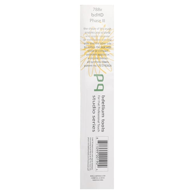 Bdellium Tools, Standaard Serie, BDHD 3-Staps Blending/Concealer Kwast, Ogen 788v, 1 Kwast