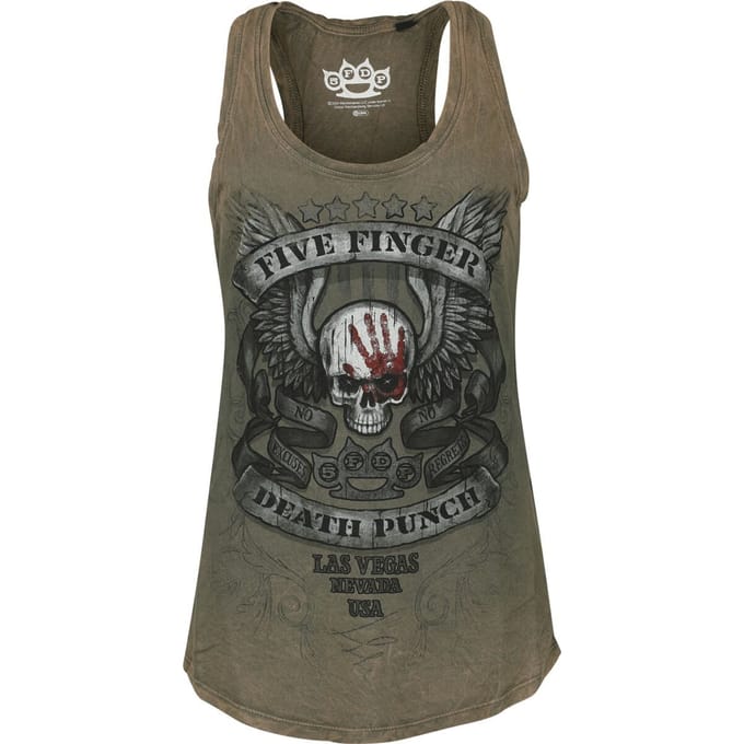 Five Finger Death Punch Top - Logo - S tot XL - voor Vrouwen - beige