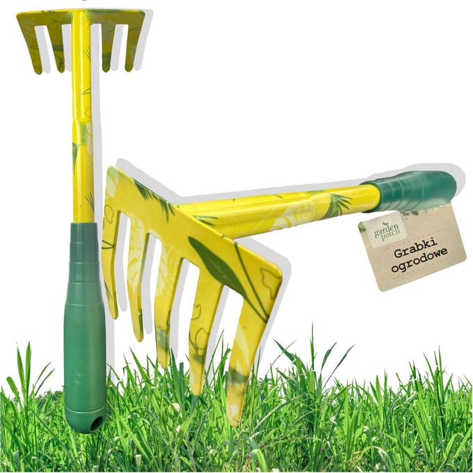 Garden Patch Serie - Tuingereedschapset - Kleine Harkjes - Ergonomische Handgreep - Geel-Groen