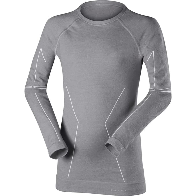 FALKE Wool-Tech sneldrogend wol functioneel materiaal functioneel shirt met lange mouwen kinderen grijs - maat 122-128