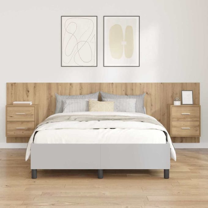 vidaXL - Hoofdeinde - Met - Kast - 3 - st - Artisan - Eiken - Bewerkt - hout