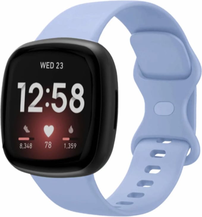 MY PROTECT - Siliconen Bandje - Geschikt Voor Fitbit Versa 3 / Fitbit Versa 4 / Fitbit Sense / Fitbit Sense 2 - Maat S - Lichtblauw
