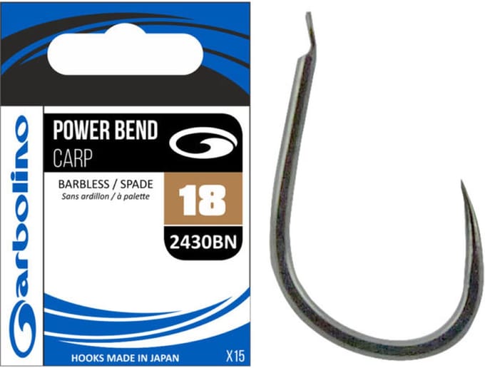 Garbolino Power Bend Carp Barbless-Spade 2430BN (15 pcs) - Maat : 20