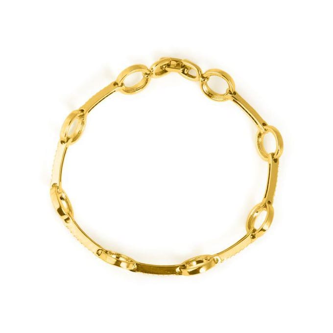 Bracelet - LUXENTER - Dimaran - finition or jaune 18 carats - zircone brillante - 18 cm beige