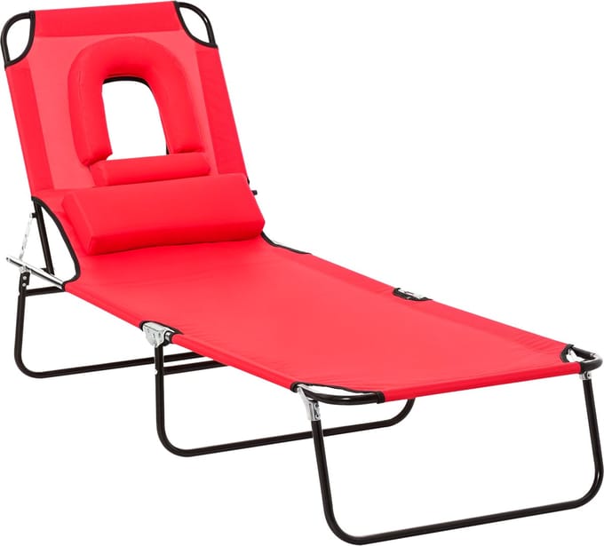 Outsunny Ligstoel - Staal - 187x58x36cm - Rood