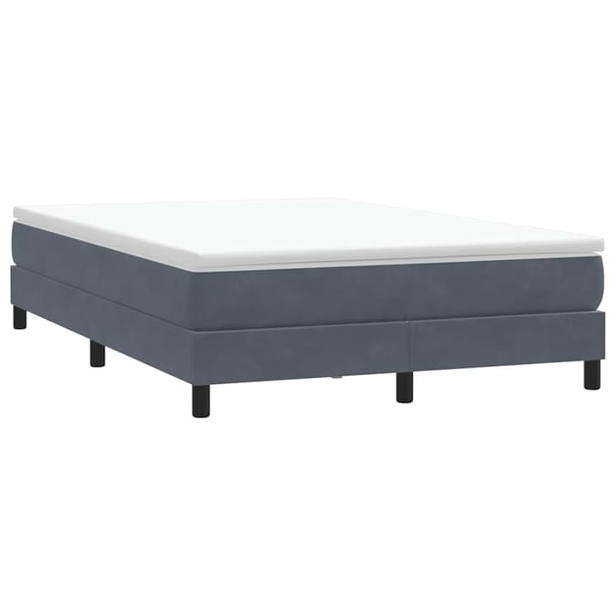 vidaXL - Boxspring - zonder - matras - fluweel - donkergrijs - 140x210 - cm