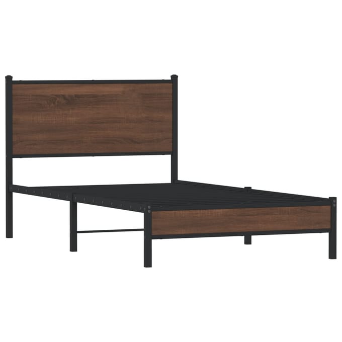 vidaXL - Bedframe - zonder - matras - metaal - bruin - eikenkleurig - 107x203 - cm