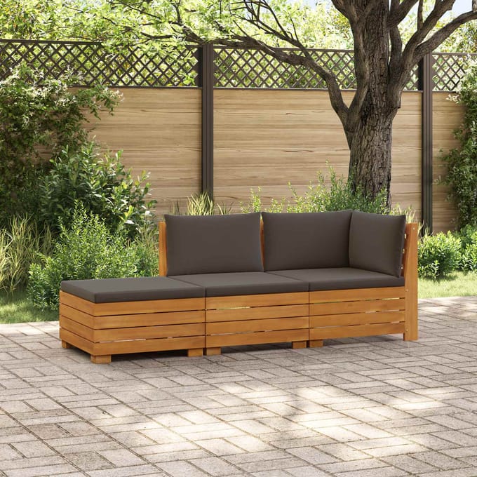 vidaXL - 3 - st - Buiten - bank - set - Massief - Acacia - Hout - Bruin