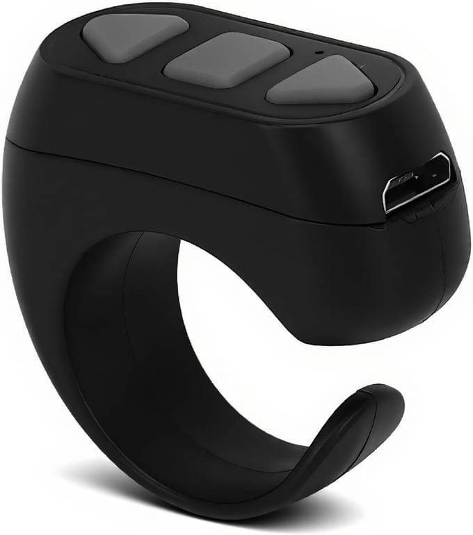 Bluetooth Scrolling Ring voor TikTok en Apps, Draadloze Pagina Turner voor iOS en Android (Zwart)