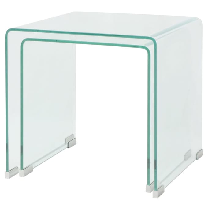 vidaXL - Bijzettafel - set - 2-dlg - transparant - gehard - glas