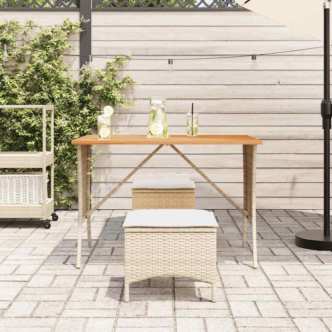 vidaXL - 3-delige - Tuinset - met - kussens - poly - rattan - beige