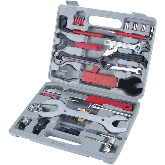 44 stuks Fietsreparatie Multi-Tools Kit Set Mountainbike Fiets Lekke Band Bandenpomp wit