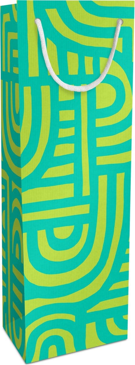 Tasje 12x36x10cm, Fantasie Kraftpapier Labyrinth Groen