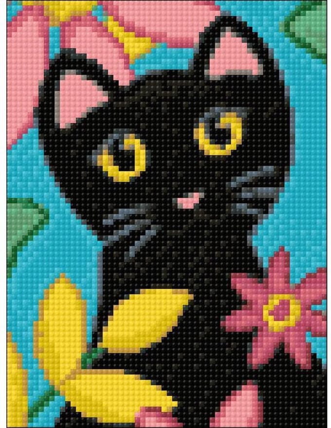 Wizardi Diamond Painting Kitty and Flowers WD2359
