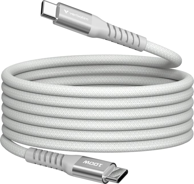 Verbatim USB-C Kabel 1.2m 100W PD - Duurzame Aluminium Nylon Grijs