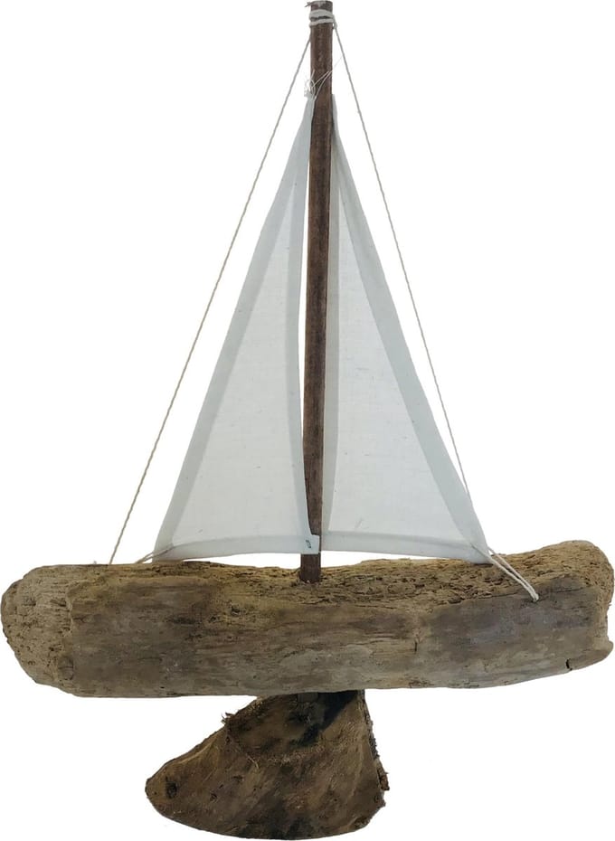 Zeilboot drijfhout boat driftwood | 25x40 | naturel