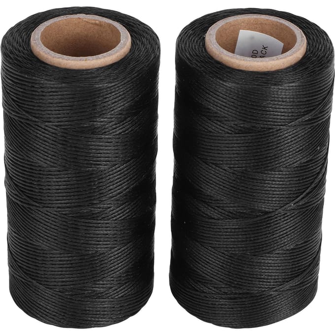 2 Rouleaux Fil Ciré Cuir Couture Point de Piqûre Accessoires Bricolage Artisanat Noir gray