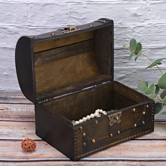 Handgemaakte Houten Vintage Sieradenhouder Opbergdoos Requisieten met Cijferslot gray