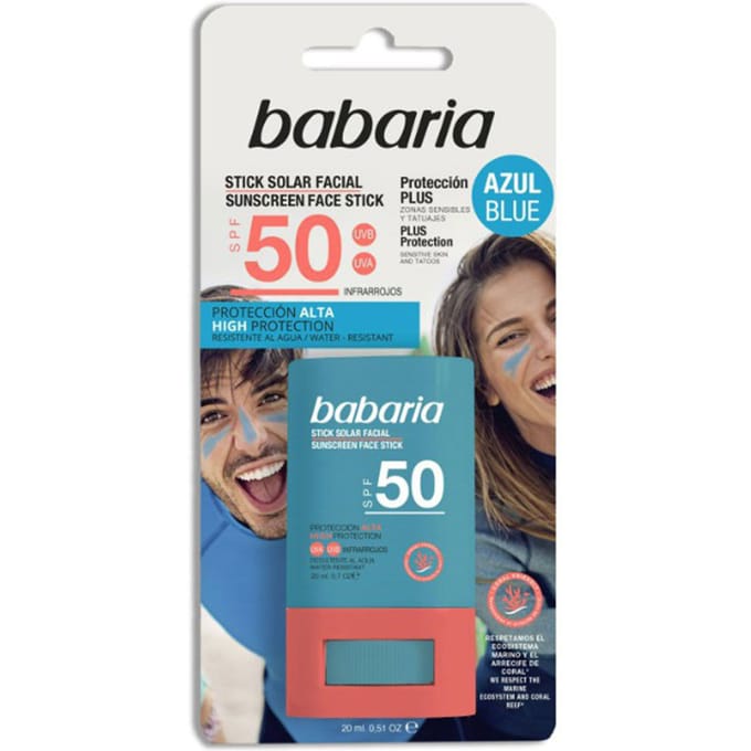 Zonnestick - BABARIA - Blauwe Stick - SPF 50 - 20 gr - Vegan - UV-bescherming