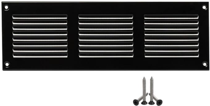Zwart Metaal Ventilatirooster 300x100mm met Ingebouwde Insectenhor