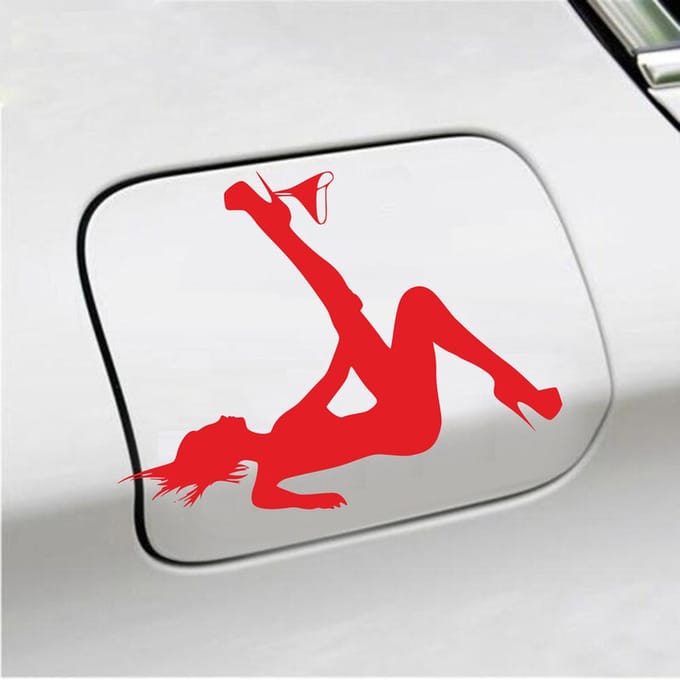 Bumpersticker - Dame Zonder Slip - 13 X 17 - Rood