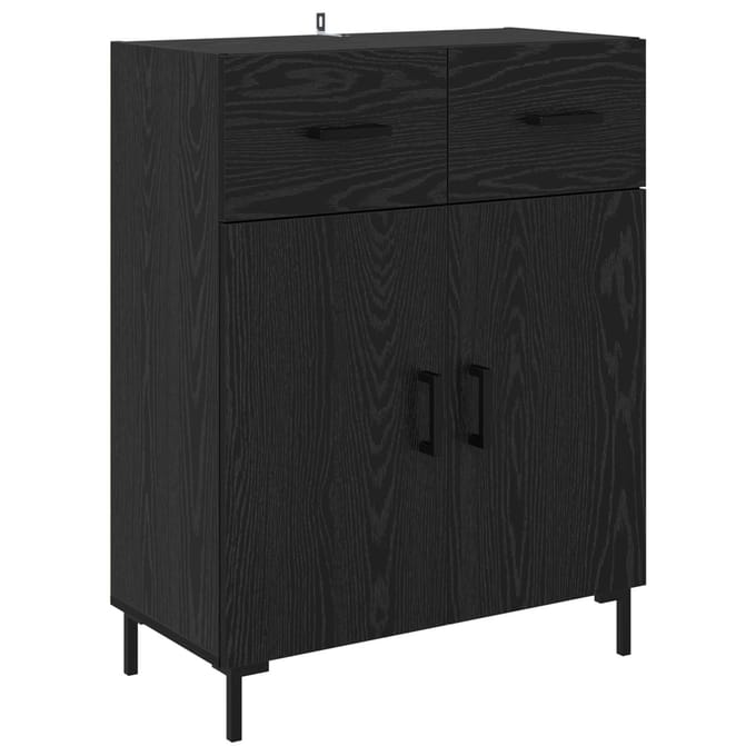 vidaXL - Dressoir - Zwart - Eiken - 69,5 - x - 34 - x - 90 - cm - Bewerkt - hout