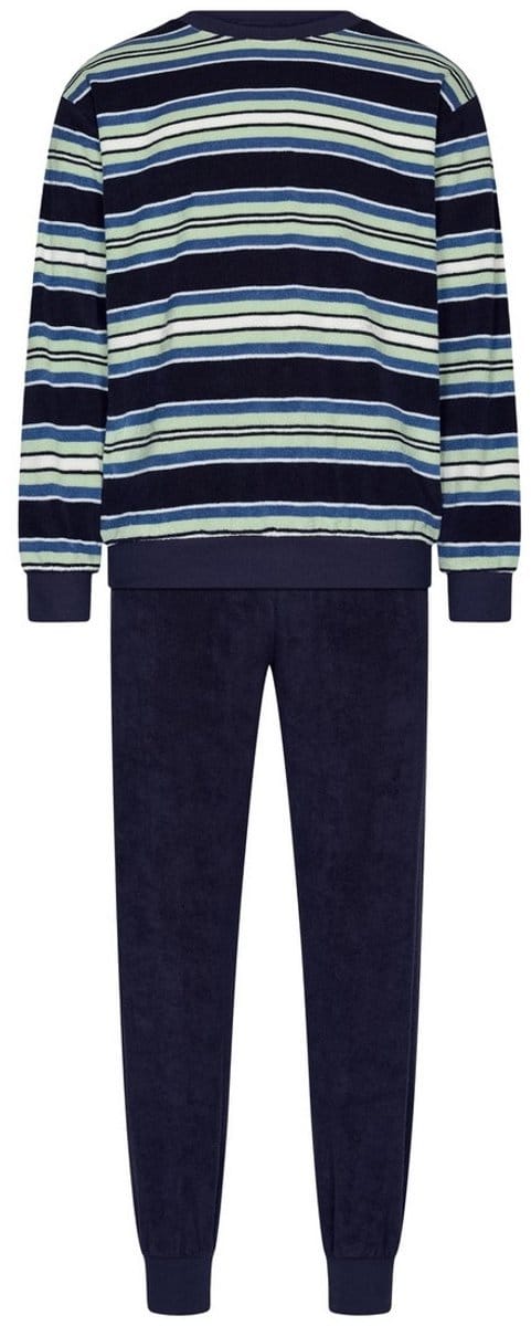 Robson Pyjama - Katoen/Polyester - Badstof - Gestreept - Blauw/Groen - Maat 54