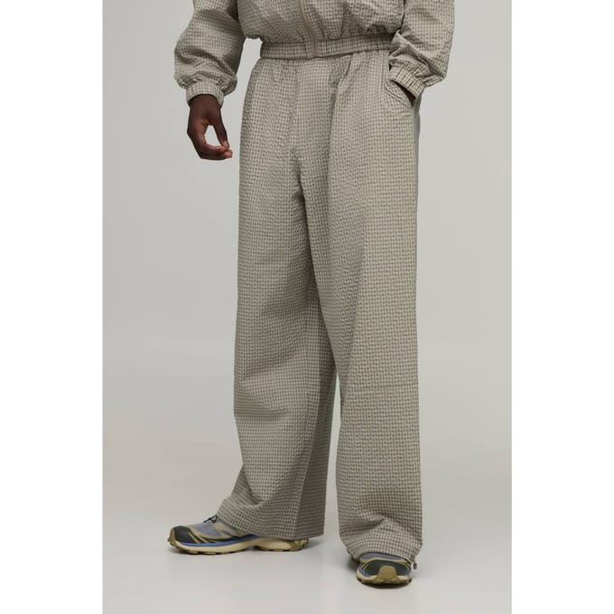Extreme Parachute Grid Check Nylon Track Pants | Brown | Size Medium