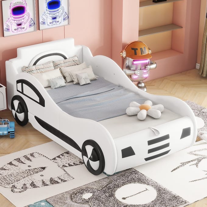 Sweiko Kinderbed - 90 x 200 cm - Automodel - Opbergruimte - Zonder matras - Wit