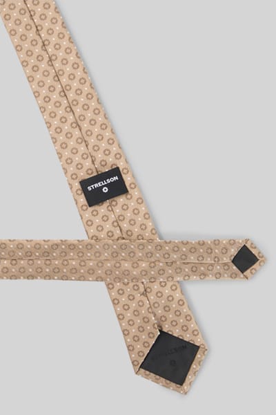 Stropdas met zijde, beige met patroon