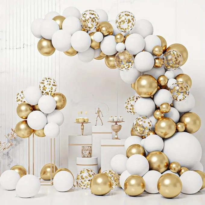 FeestmetJoep® Ballonnenboog Goud & Wit - Verjaardag versiering