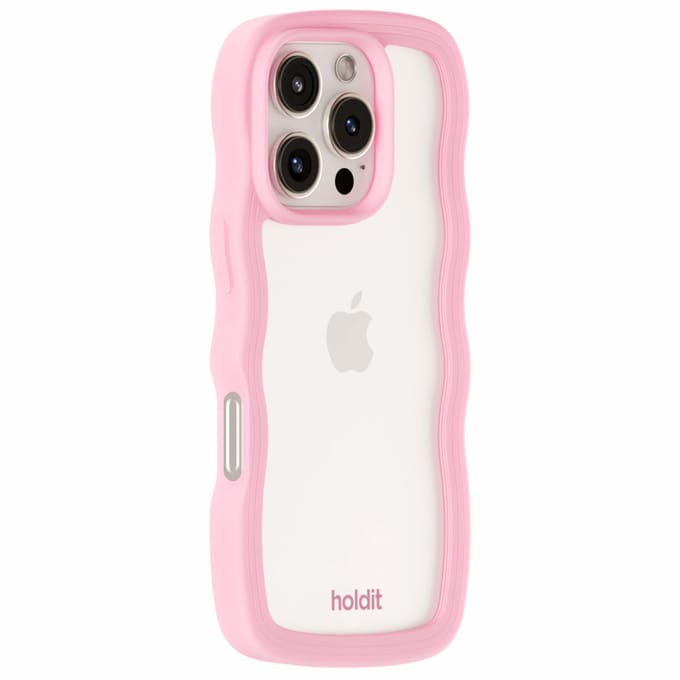 Holdit Wavy Case geschikt voor Apple iPhone 16 Pro - Transparent / Pink