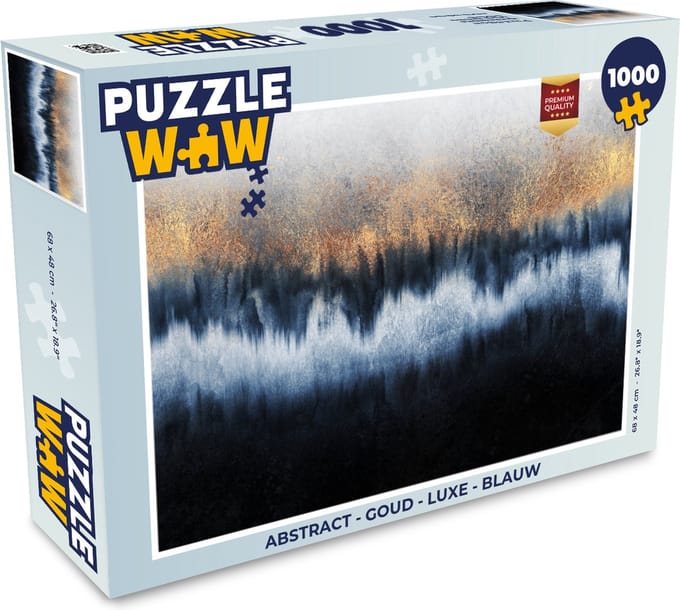 Puzzel Abstract - Goud - Luxe - Blauw - Legpuzzel - Puzzel 1000 stukjes volwassenen